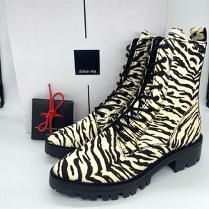 Dolce Vita Zebra Print Combat Boots